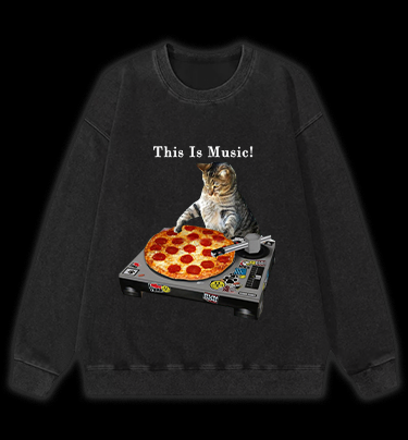Cat's Music Vintage Washed 100% Cotton Sweatshirt