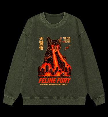 Pure Cat Rampage Vintage Washed 100% Cotton Sweatshirt