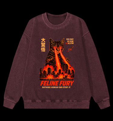 Pure Cat Rampage Vintage Washed 100% Cotton Sweatshirt
