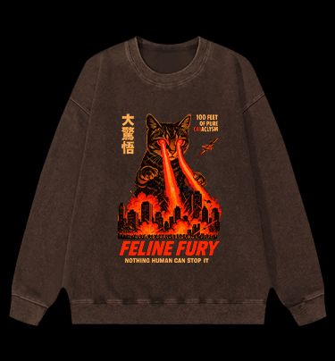 Pure Cat Rampage Vintage Washed 100% Cotton Sweatshirt