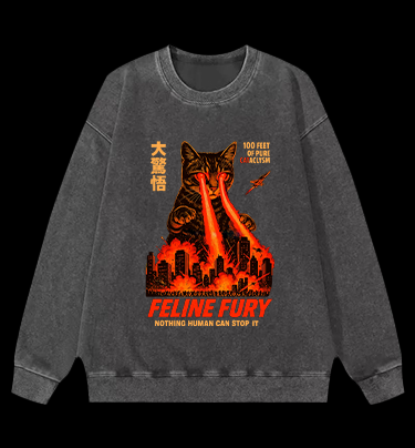 Pure Cat Rampage Vintage Washed 100% Cotton Sweatshirt
