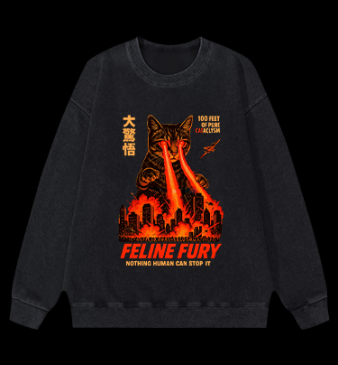 Pure Cat Rampage Vintage Washed 100% Cotton Sweatshirt