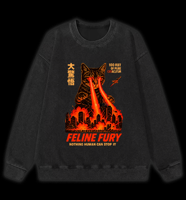 Pure Cat Rampage Vintage Washed 100% Cotton Sweatshirt