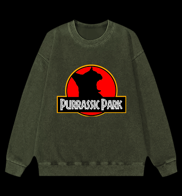 Purrassic Park Vintage Washed 100% Cotton Sweatshirt