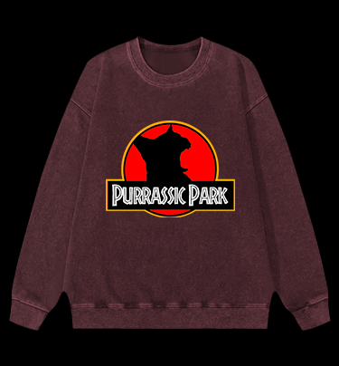 Purrassic Park Vintage Washed 100% Cotton Sweatshirt