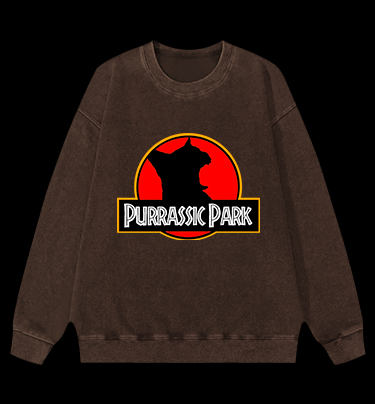 Purrassic Park Vintage Washed 100% Cotton Sweatshirt