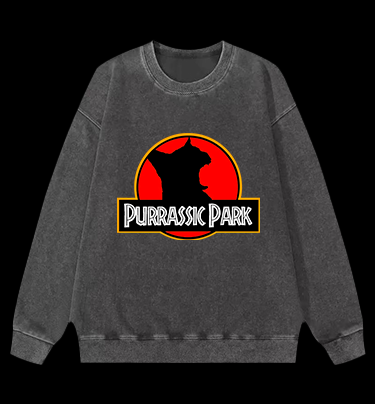 Purrassic Park Vintage Washed 100% Cotton Sweatshirt