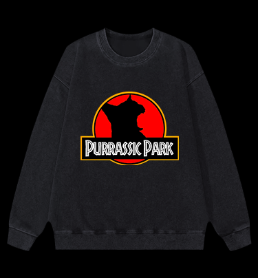 Purrassic Park Vintage Washed 100% Cotton Sweatshirt