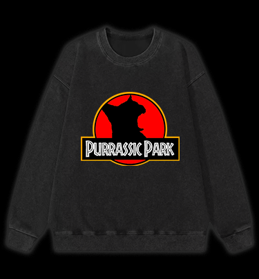 Purrassic Park Vintage Washed 100% Cotton Sweatshirt