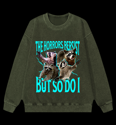 Panic Raccoon Vintage Washed 100% Cotton Sweatshirt