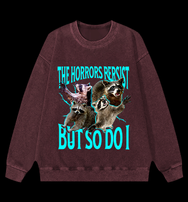 Panic Raccoon Vintage Washed 100% Cotton Sweatshirt