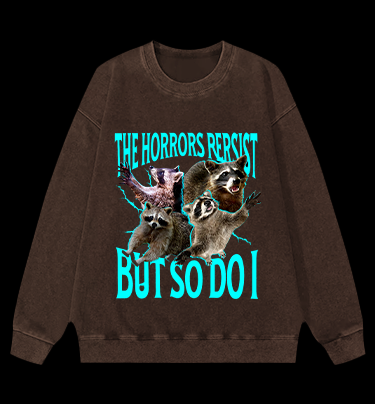 Panic Raccoon Vintage Washed 100% Cotton Sweatshirt