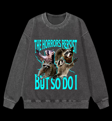 Panic Raccoon Vintage Washed 100% Cotton Sweatshirt