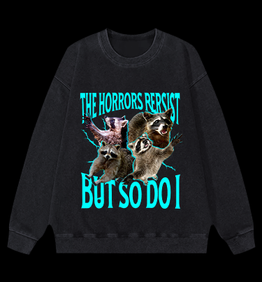 Panic Raccoon Vintage Washed 100% Cotton Sweatshirt