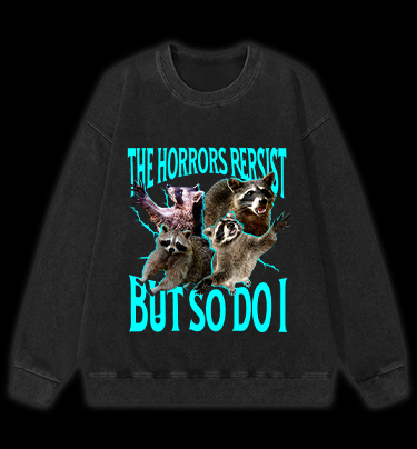 Panic Raccoon Vintage Washed 100% Cotton Sweatshirt