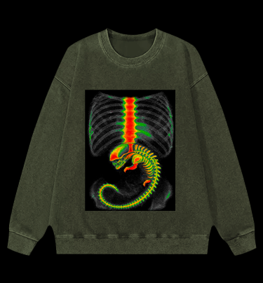 Xenomorph  Monster Vintage Washed 100% Cotton Sweatshirt