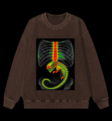 Xenomorph  Monster Vintage Washed 100% Cotton Sweatshirt