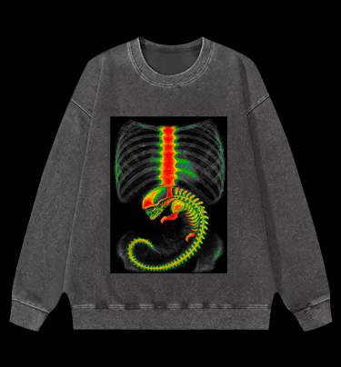 Xenomorph  Monster Vintage Washed 100% Cotton Sweatshirt