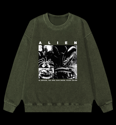 Xenomorph Vintage Washed 100% Cotton Sweatshirt