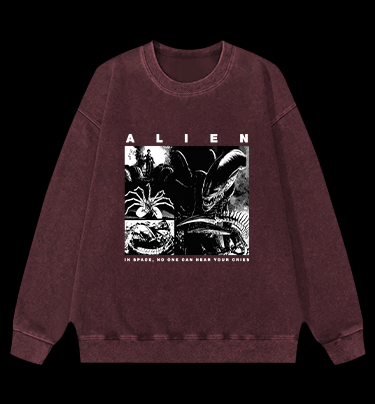 Xenomorph Vintage Washed 100% Cotton Sweatshirt