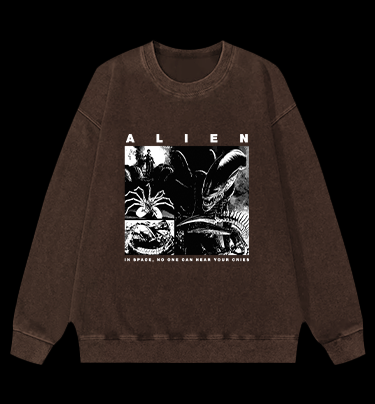 Xenomorph Vintage Washed 100% Cotton Sweatshirt