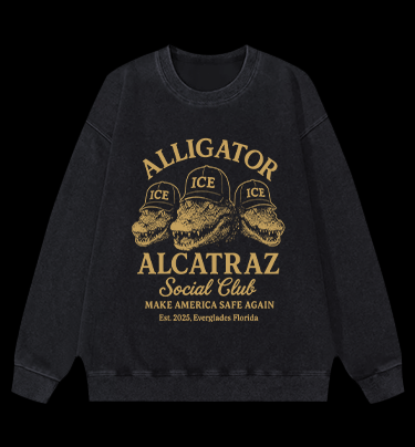Alligator Alcatraz Club Vintage Washed 100% Cotton Sweatshirt