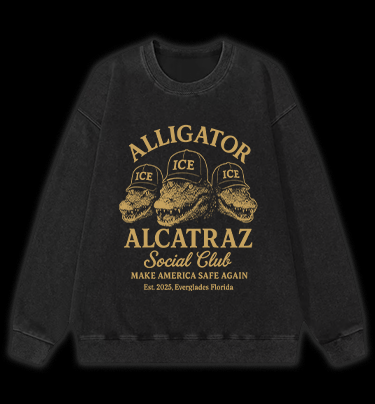 Alligator Alcatraz Club Vintage Washed 100% Cotton Sweatshirt