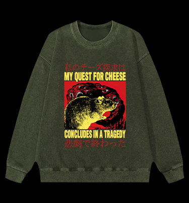 A Mouse, Cheese, and a Tragic End Vintage Washed 100% Cotton Sweatshirt