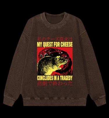 A Mouse, Cheese, and a Tragic End Vintage Washed 100% Cotton Sweatshirt