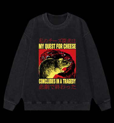 A Mouse, Cheese, and a Tragic End Vintage Washed 100% Cotton Sweatshirt