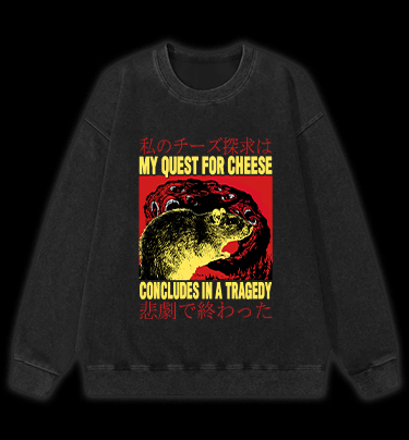 A Mouse, Cheese, and a Tragic End Vintage Washed 100% Cotton Sweatshirt