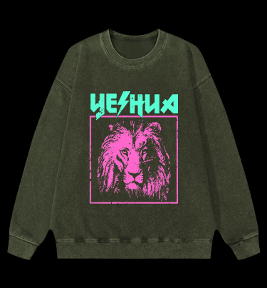 The Stylish Lion of YESHUA Monster Vintage Washed 100% Cotton Sweatshirt
