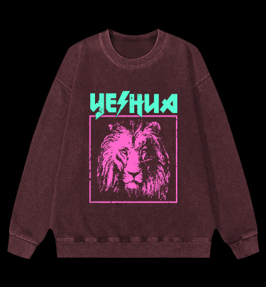 The Stylish Lion of YESHUA Monster Vintage Washed 100% Cotton Sweatshirt