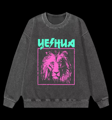 The Stylish Lion of YESHUA Monster Vintage Washed 100% Cotton Sweatshirt