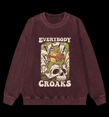 Frog on Skull Vintage Washed 100% Cotton Sweatshirt
