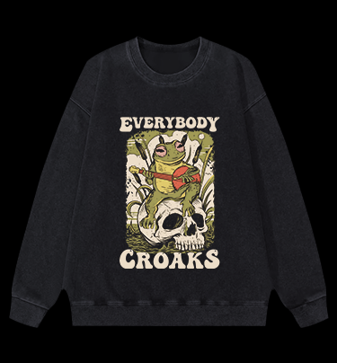 Frog on Skull Vintage Washed 100% Cotton Sweatshirt