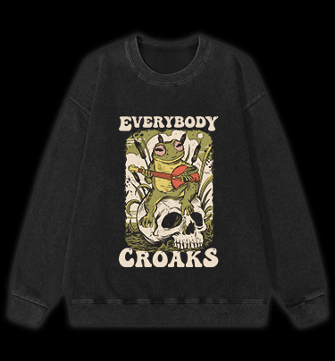 Frog on Skull Vintage Washed 100% Cotton Sweatshirt
