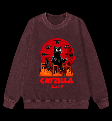 CATZILLA Monster Vintage Washed 100% Cotton Sweatshirt