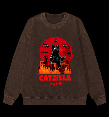 CATZILLA Monster Vintage Washed 100% Cotton Sweatshirt