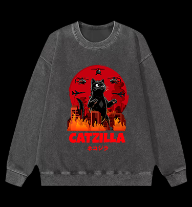 CATZILLA Monster Vintage Washed 100% Cotton Sweatshirt