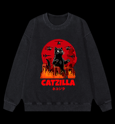 CATZILLA Monster Vintage Washed 100% Cotton Sweatshirt