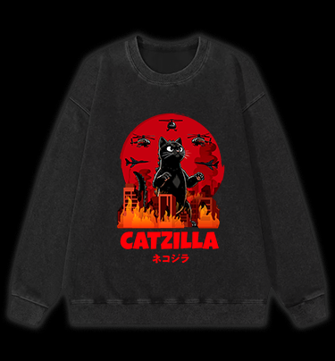 CATZILLA Monster Vintage Washed 100% Cotton Sweatshirt