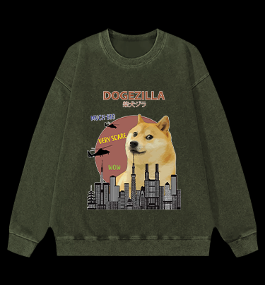 DOGEZILLA Vintage Washed 100% Cotton Sweatshirt