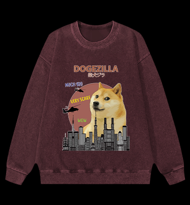 DOGEZILLA Vintage Washed 100% Cotton Sweatshirt