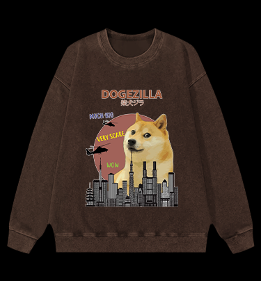 DOGEZILLA Vintage Washed 100% Cotton Sweatshirt