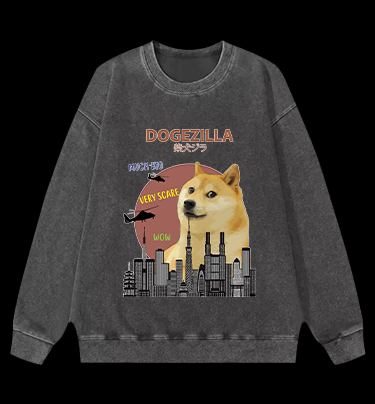 DOGEZILLA Vintage Washed 100% Cotton Sweatshirt