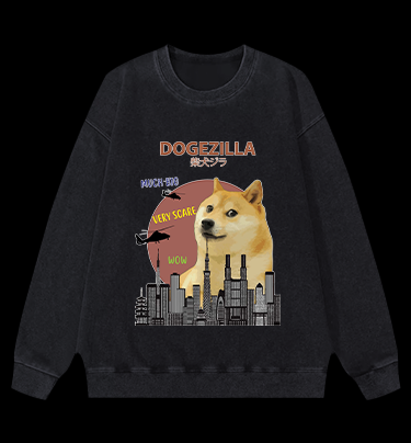 DOGEZILLA Vintage Washed 100% Cotton Sweatshirt