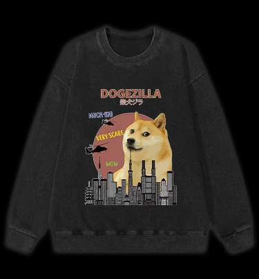 DOGEZILLA Vintage Washed 100% Cotton Sweatshirt