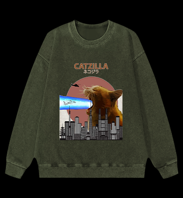CATZILLA Vintage Washed 100% Cotton Sweatshirt