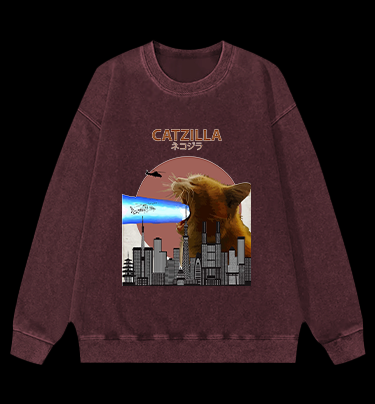 CATZILLA Vintage Washed 100% Cotton Sweatshirt